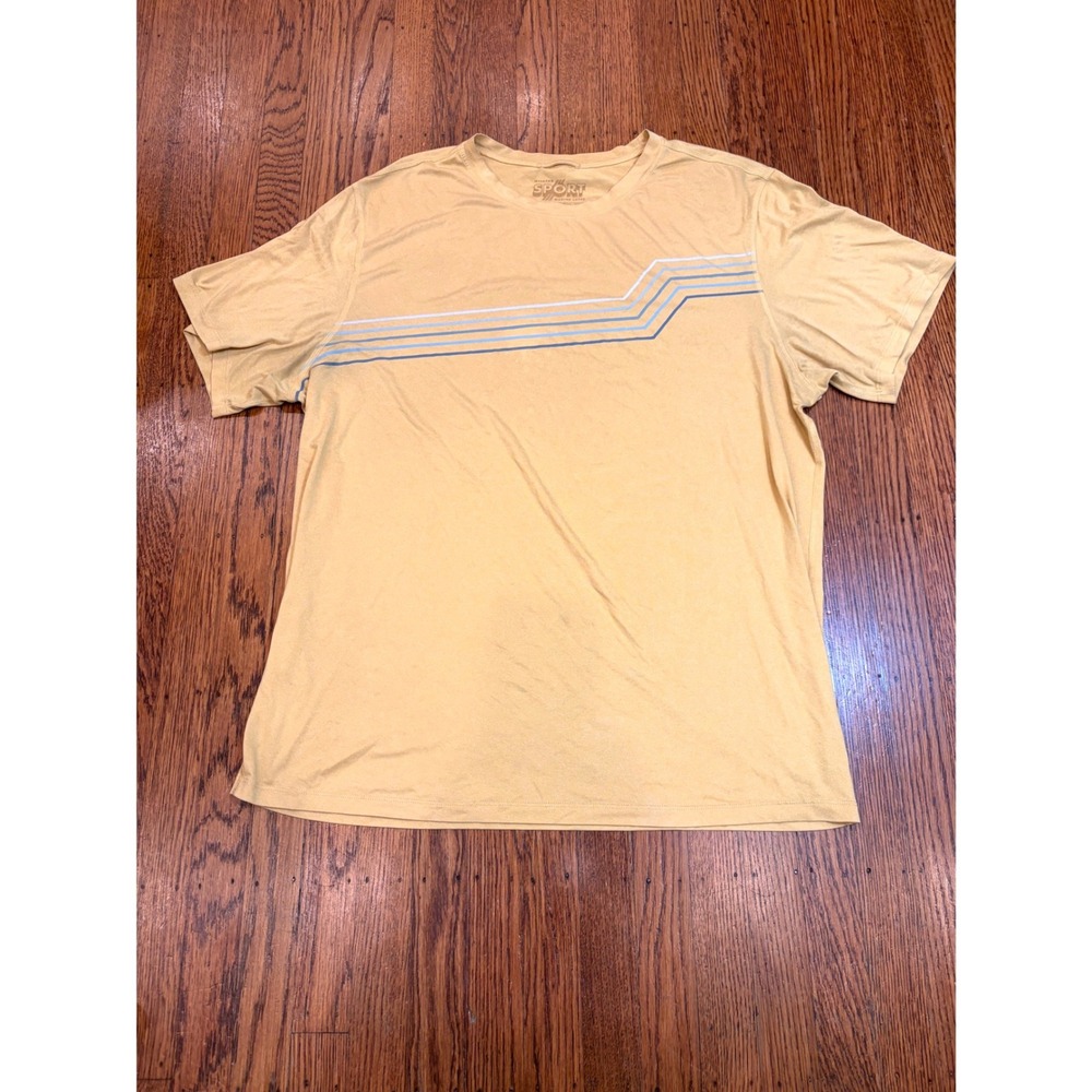 Marine Layer Weekend Sport Mens XL Yellow Retro Stripe Performance T-Shirt